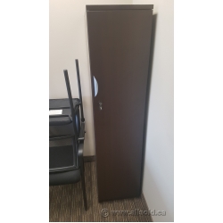 Espresso Narrow Profile Storage Cabinet w Wardrobe, Locking